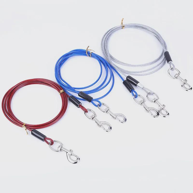 Поводок для дрессировки собак с двумя головками из железной цепи