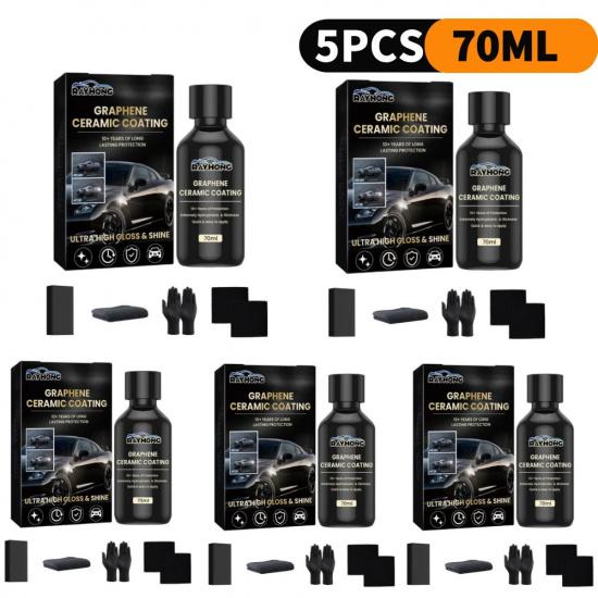 5-1PCS 70ML Nano Ceramic Graphene Coating Super Hydrophobic UV Glow Paint Protection Liquid Advanced Car Maintenance Technology