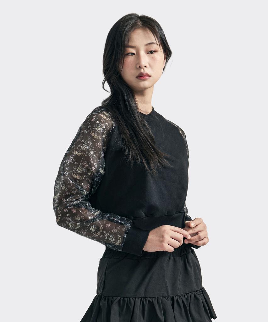 TEENYTIGER Floral Hangeul Jeogori Crop Black