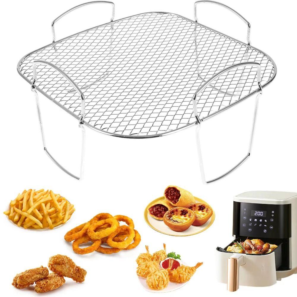 Stainless Steel Mesh Air Fryer Baking Rack Rust-proof Air Fry Basket Steaming Cooling Grid  Kitchen