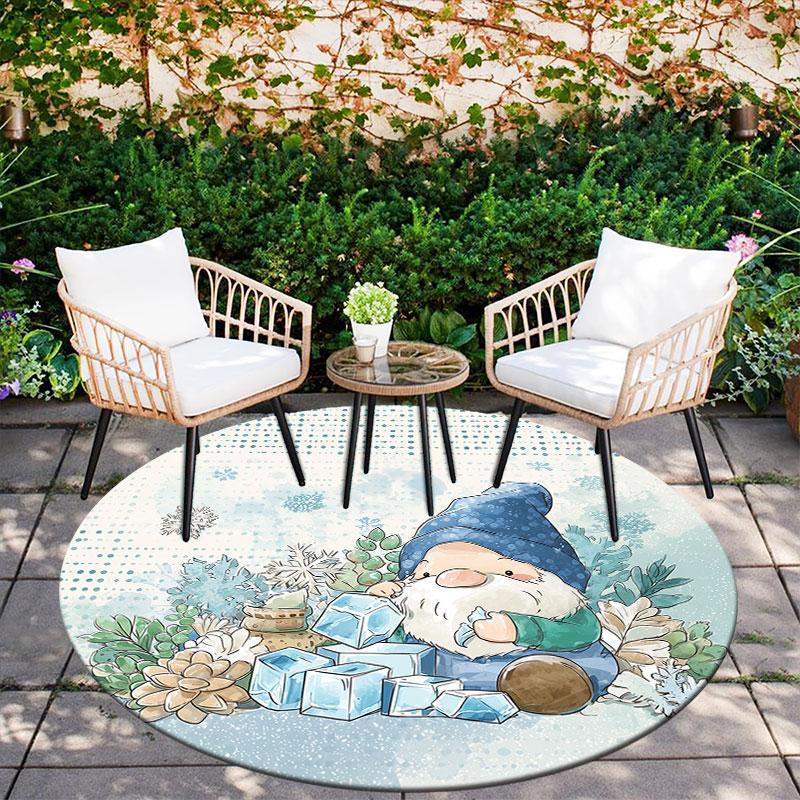 Cartoon Snowman pattern round rug,Carpet Rug for Living Room Bedroom Playroom ,Non-slip Floor Mat,Holiday Gifts and Birthday Gifts.