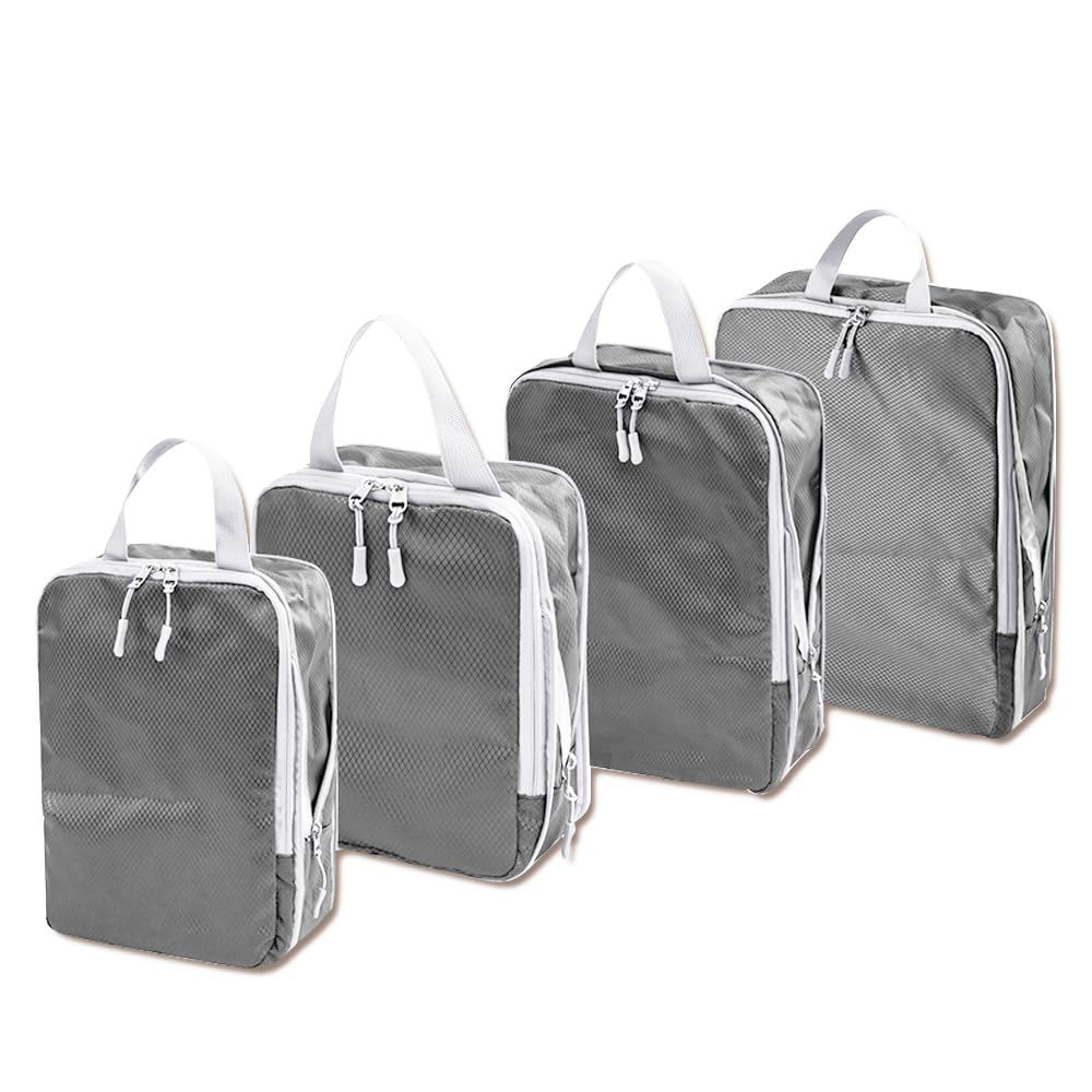 Compression Bag Travel Pouch Volume Down Travel Packing Clothes Storage with Handle (Ash Gray)