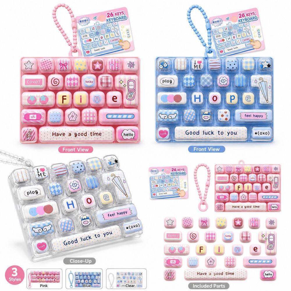 26-key Keyboard Keychain Pressable Keys Press Button Toy Durable Keyboard Fidget Toy Bag Pendant