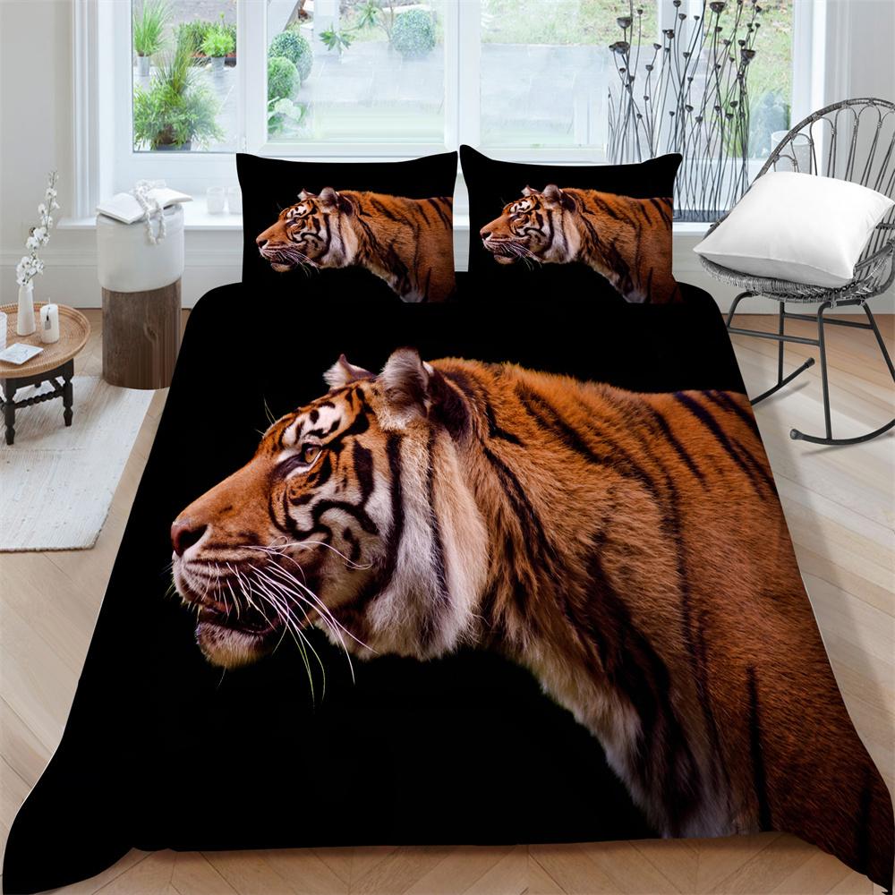 3D Tiger Printing Duvet Cover Set Luxury Bedding Cover Suit Children Teens Single Size Microfiber Comforter Cover Suit