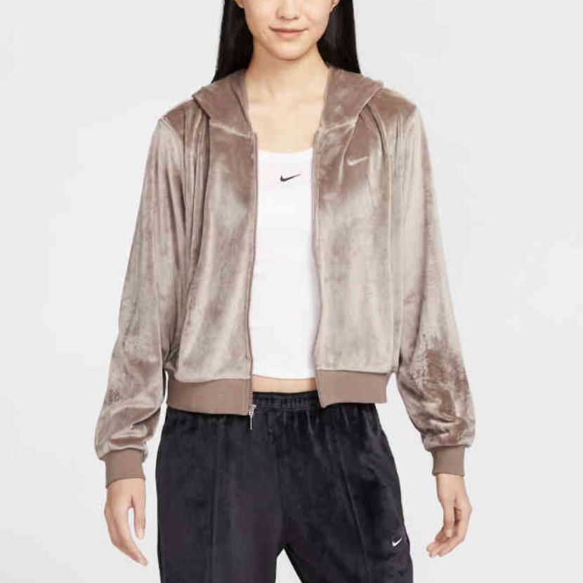 Nike Повседневная Спортивная Простая Куртка с Капюшоном и Длинными Рукавами Женские Куртки Темно-Хаки HJ0958233