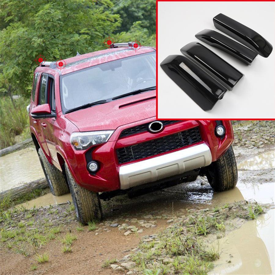 4x Защитная накладка на концевую часть багажника на крышу Черная для Toyota 4Runner 10-18