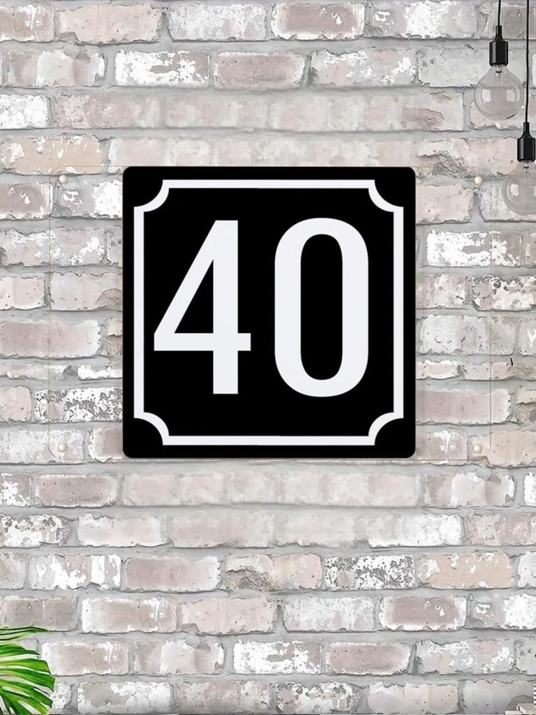 House Number X Classic Black Metal Sign 20x20cm, Modern Door Wall Decor