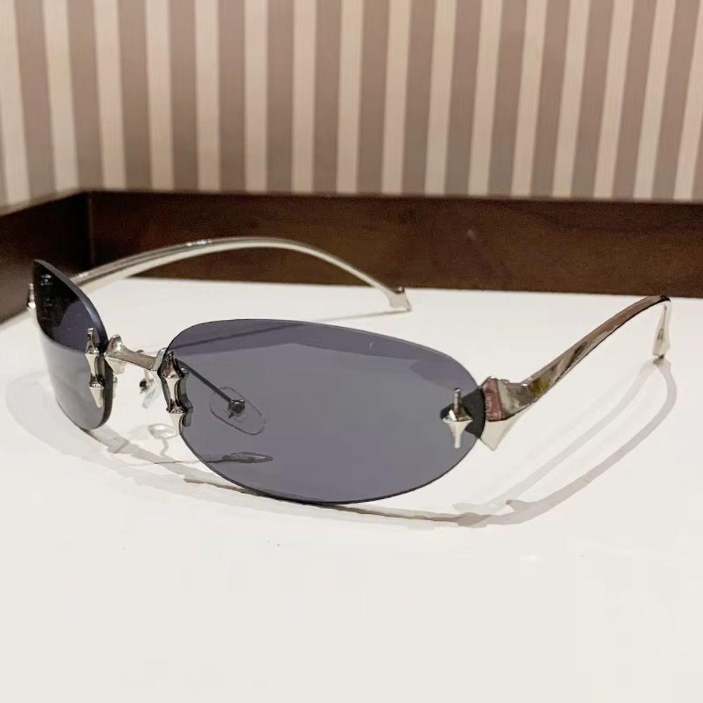 UV Protection Retro Eyeglasses Y2K Style Decorative Sun Glasses Cool Frameless Sunglasses  Holiday