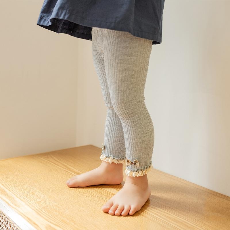 Леггинсы для девочки Осенние штаны Детские колготки Детские штаны с бантом Хлопковые вязаные брюки Для детей Младенческие леггинсы Весна