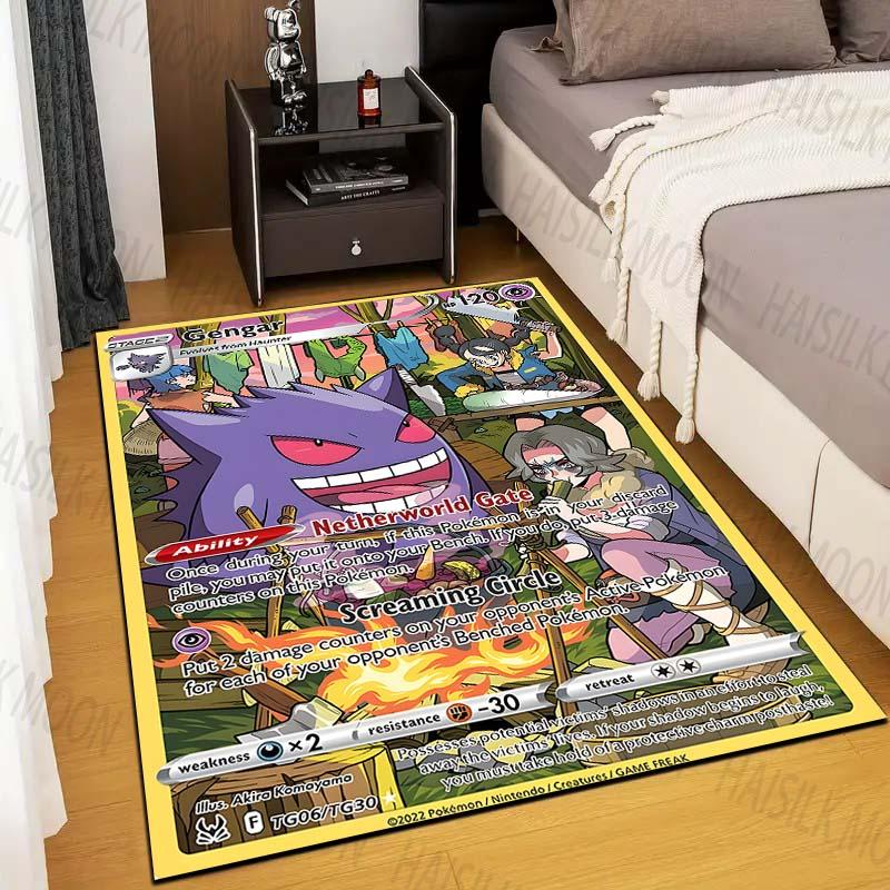 1 шт. Ковер с принтом карточек покемона Генга для гостиной, коврик для детской спальни, коврик для дивана, придверный коврик, напольный ковер, домашний декор, противоскользящий коврик