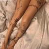 Spring/Summer Tattoo Print Skin-Colored Letter Stockings: Boxed, Silk-like, Customizable Lengths