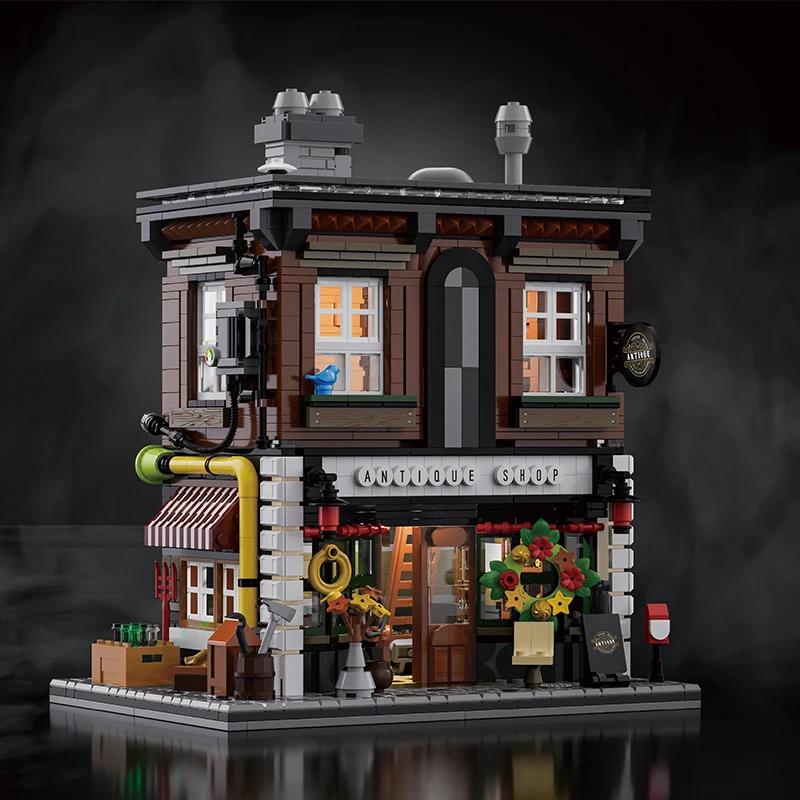Non-Toxic Tavern Antique Shop Building Blocks Moc City Street Scene Architectural Model Bricks Desktop Ornaments Kids Educational Diy Toys
