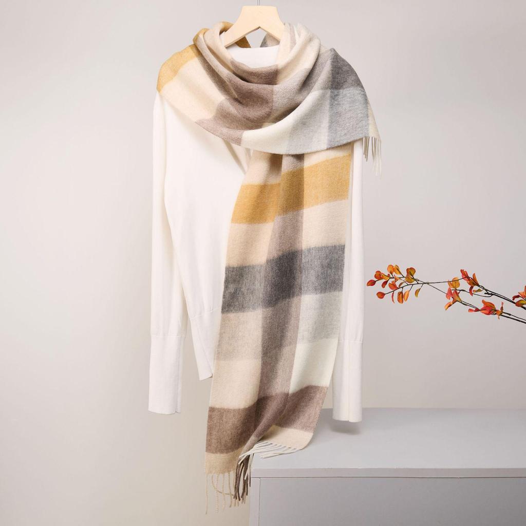 Warm Plaid Wool Scarf: Stylish British-Style Accessory for Men & Women, Perfect for Autumn & Winter