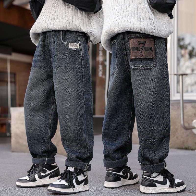 Повседневные свободные джинсы для мальчиков на весну 2025 года для подростков - Длинные брюки на весну и осень