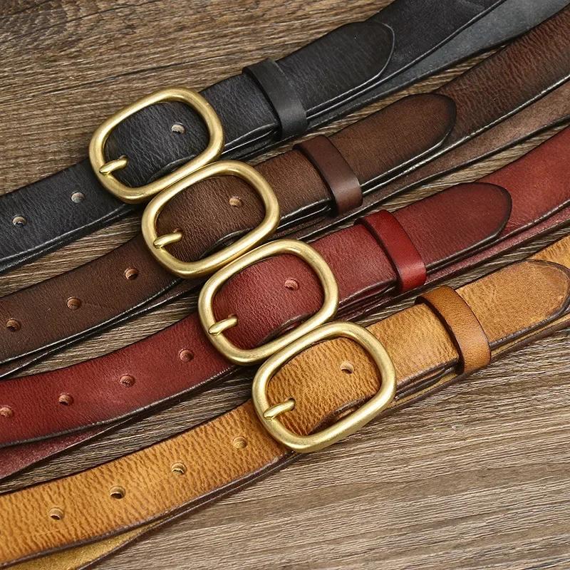 2.8 см женские ремни из натуральной кожи высокого качества из натуральной кожи для женщин с латунной пряжкой, ковбойский поясной ремень класса люкс от дизайнера