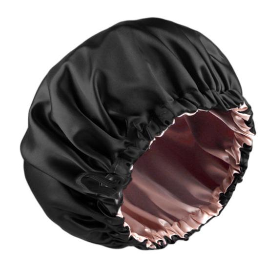 Nightcap with Elastic Band 2-layered Extra Large Sleeping Satin Bonnet Smooth High Density Women Braids Curly Night Hat Sleeping Cap for Home Salon