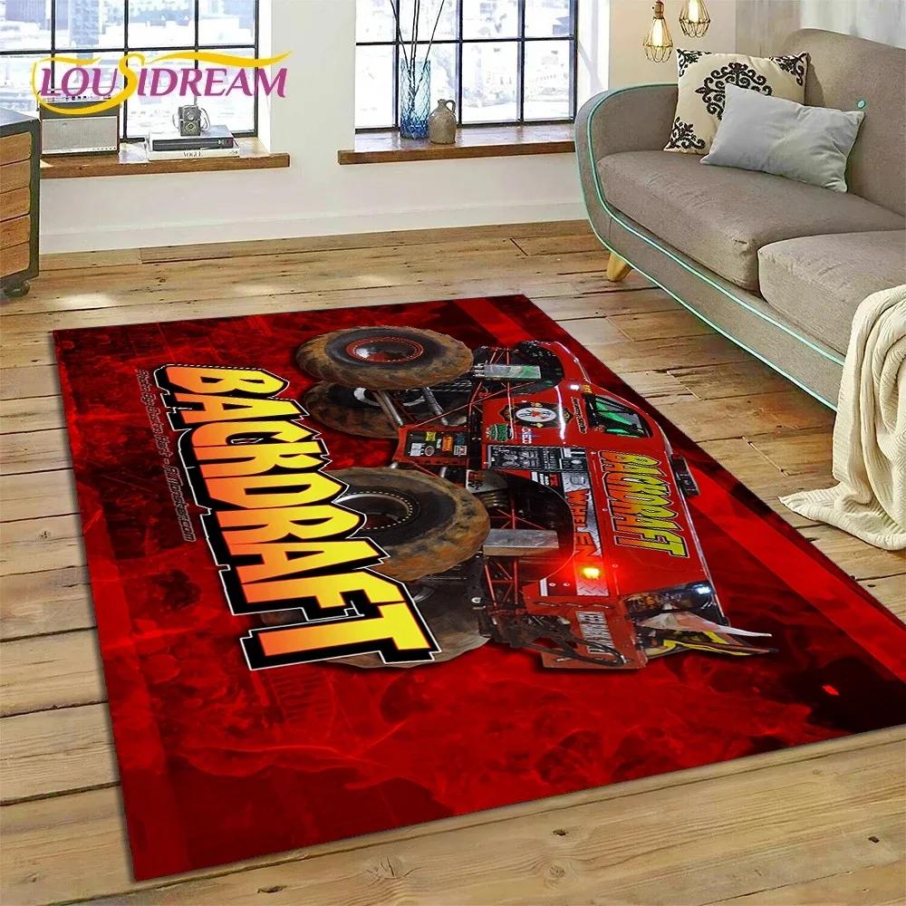 Ковер-мультфильм Monster Truck Monster Jam для спальни, гостиной, дома, украшение для дивана, большая игровая напольная подстилка для детей