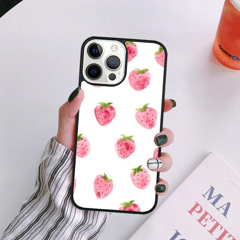 Милый чехол для телефона с клубникой для iPhone 17 Air 14 13 12 16 Pro Max 15 Plus Max Защитный корпус coque