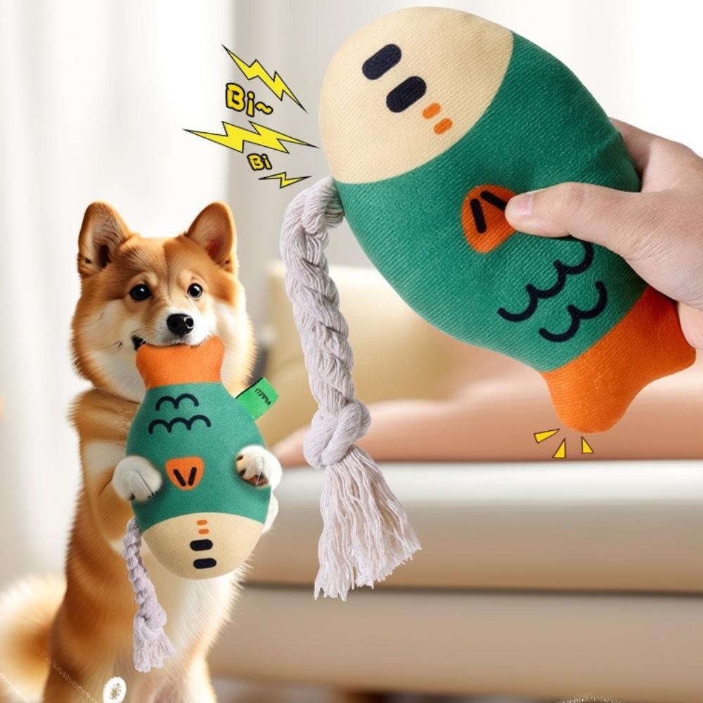 Мягкие плюшевые жевательные игрушки Мультяшная рыба Собачьи зубы Куклы Новые пищащие игрушки для щенка