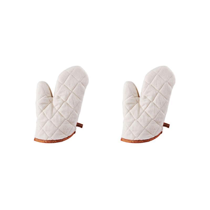 2 шт. Белая хлопковая ткань нескользящие термостойкие перчатки кухонные прихватки для духовки инструменты для приготовления пищи для дома ресторана
