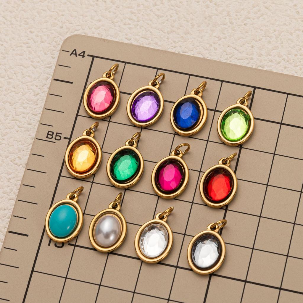 Stainless Steel Diy Basic Live Mouth Chain 12 Birthstone Pendant Necklace Furnace Vacuum Plating 18K Gold Color Retention