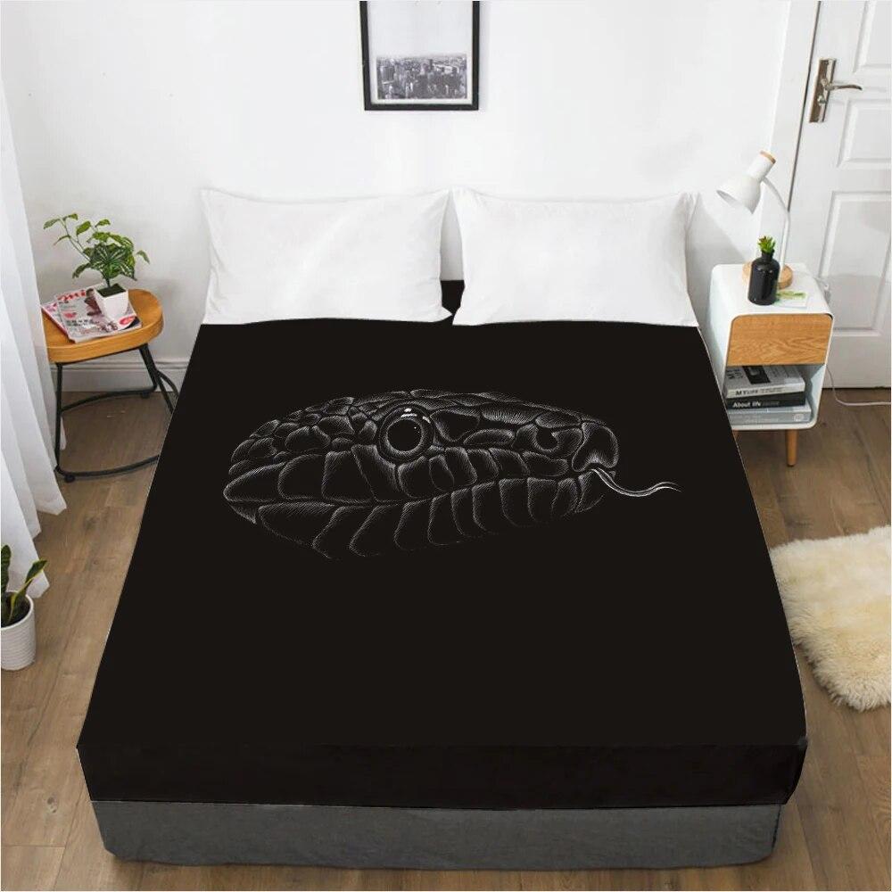 Наматрасник, простыня на резинке, простыни, постельное белье, простыня королевского размера, 90/150/160X200 см, черная змея