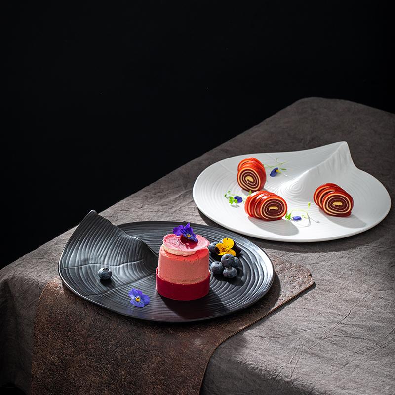 Молекулярная кухня Чисто белая плоская тарелка Гостиничный ресторан Форма тарелка Холм Клуб Холодное блюдо Dim Sum Керамическая кухонная посуда