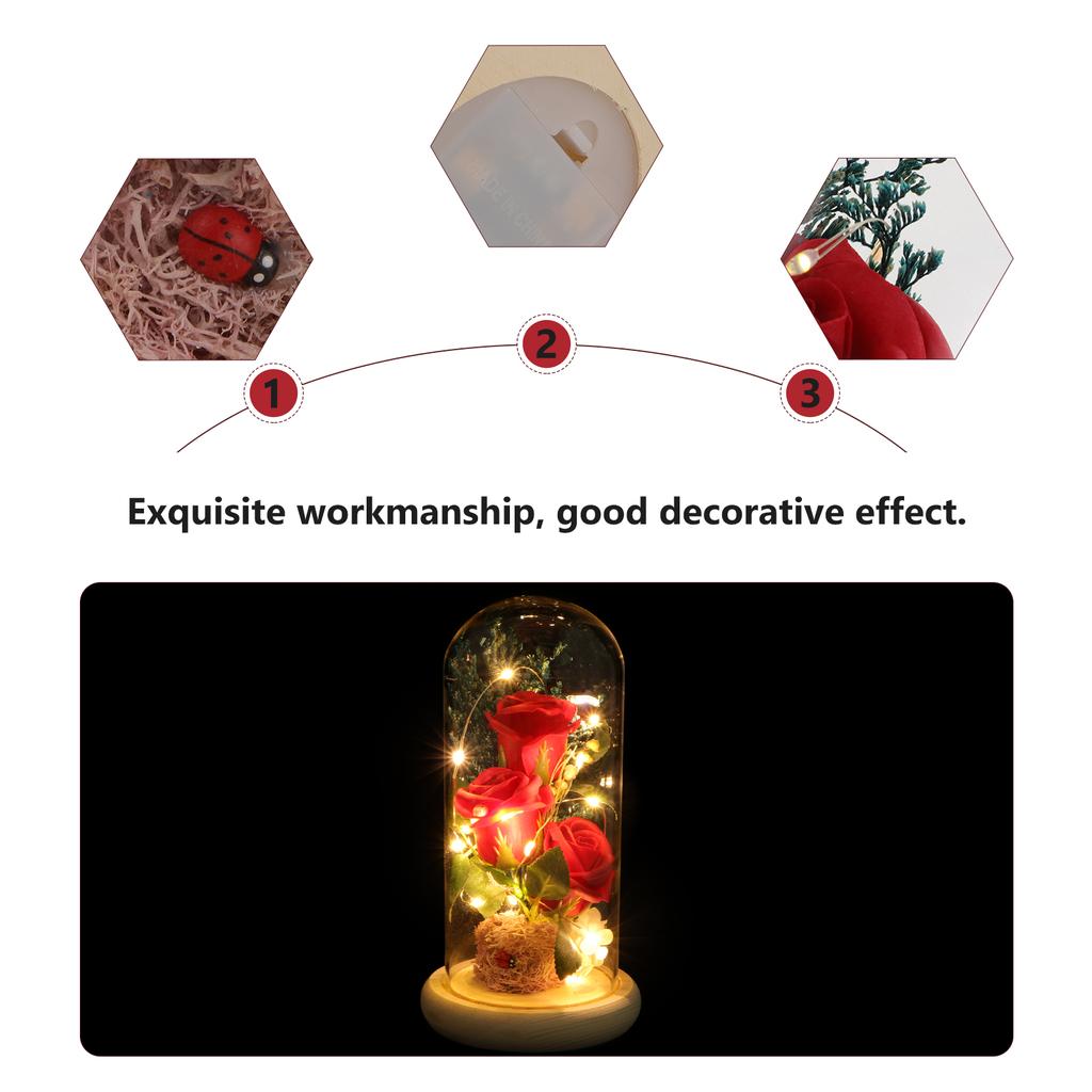 Glass Rose Artificial Flowers Dome Decorations Charming Simulation Gift Borosilicate Cover Ornament Mother Roses