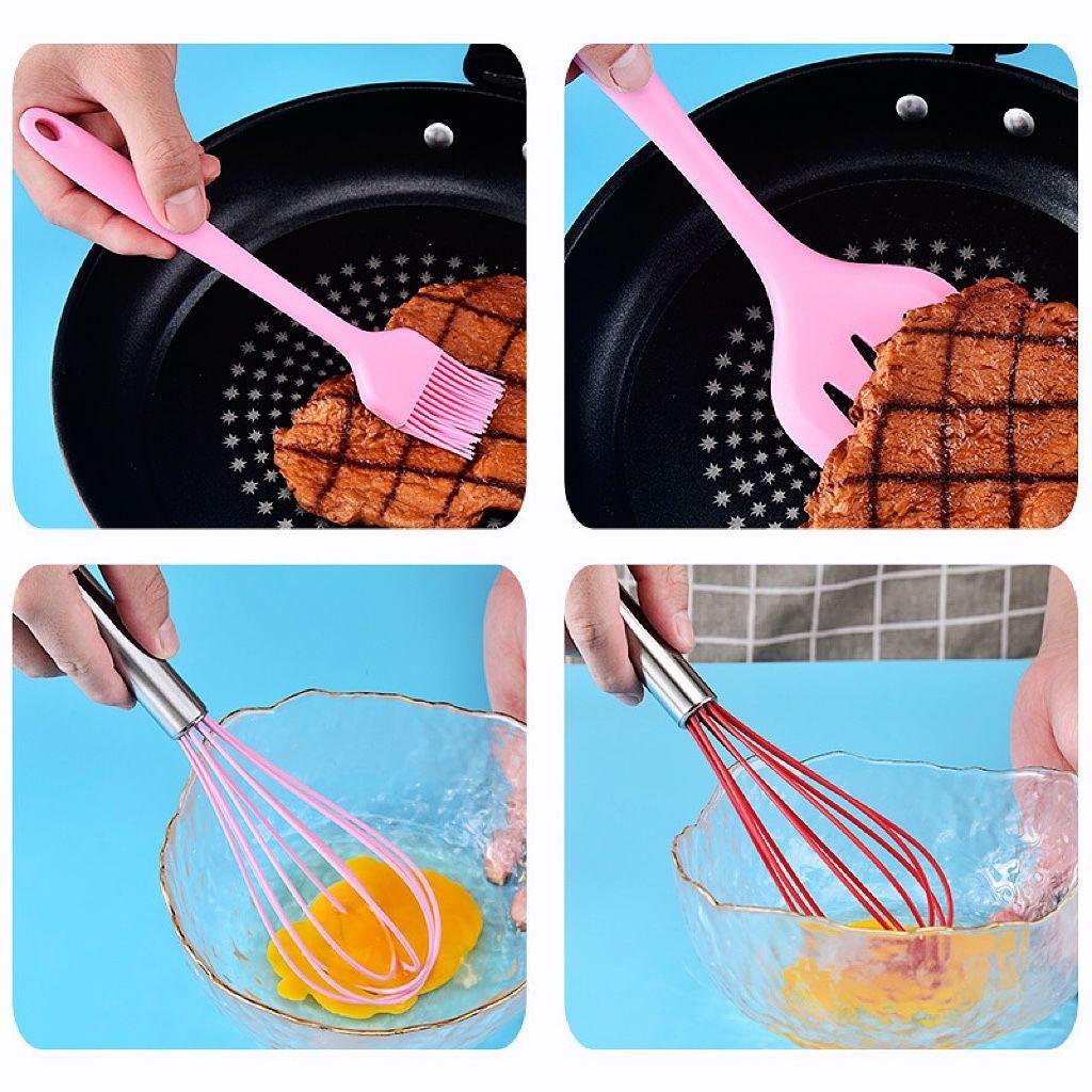 Силиконовый набор кухонной посуды: Скребок из 5 предметов, лопатка для торта, венчик для взбивания яиц, инструменты для выпечки, кисточка для масла.
