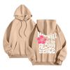 Women's Fashion Long Sleeve Sweatshirt Letter Printed Hooded Drawstring Pullover Oversized Pocket Sweatshirt Top
