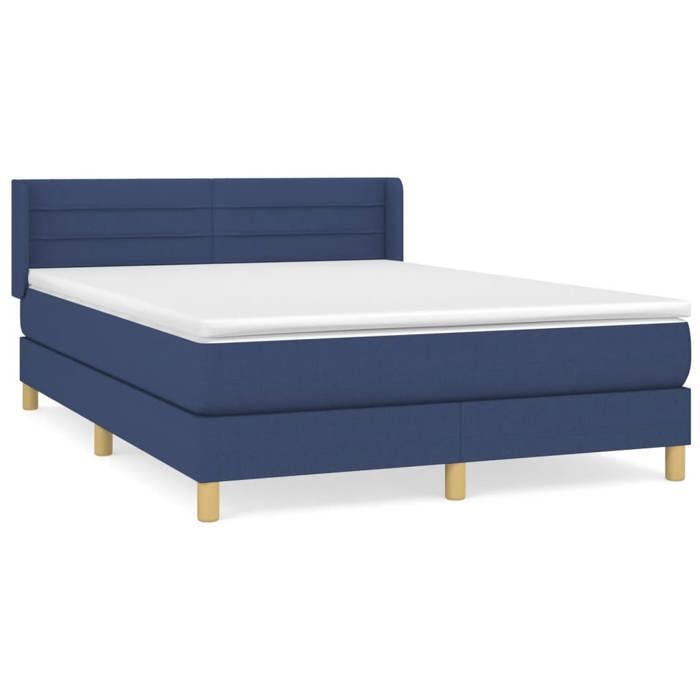 3130359 vidaXL Divan Bed with Mattress Blue 140x200 Cm Fabric