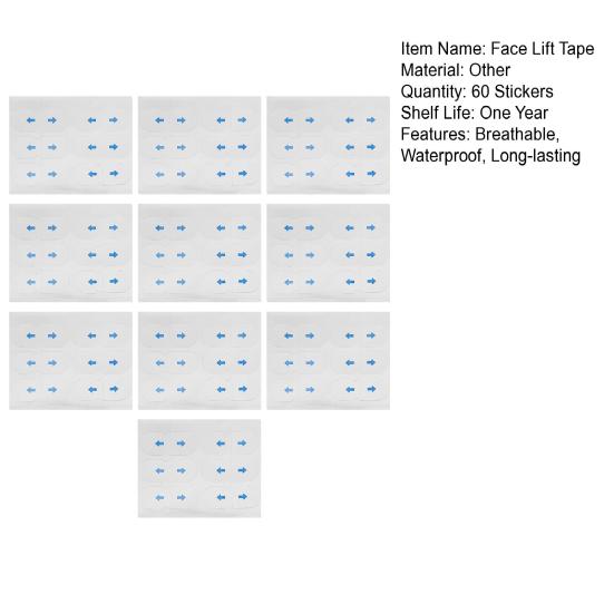 60 шт. невидимая лента для подтяжки лица, дышащая, водонепроницаемая, долговечная, формирователь лица, подтягивающий пластырь для похудения, инструменты для мгновенного макияжа