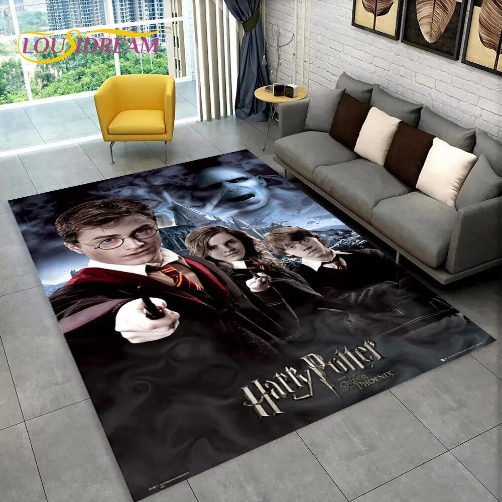 3D P-Potter Magic Academy Movie HD Rug Carpet for Living Room Bedroom Home Decor,Floor Mat Non-slip for Sofa Doormat Gift Kids