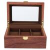 Wooden 3 Grid Watch Display Box Transparent Window Anti‑Slip Watch Storage Box