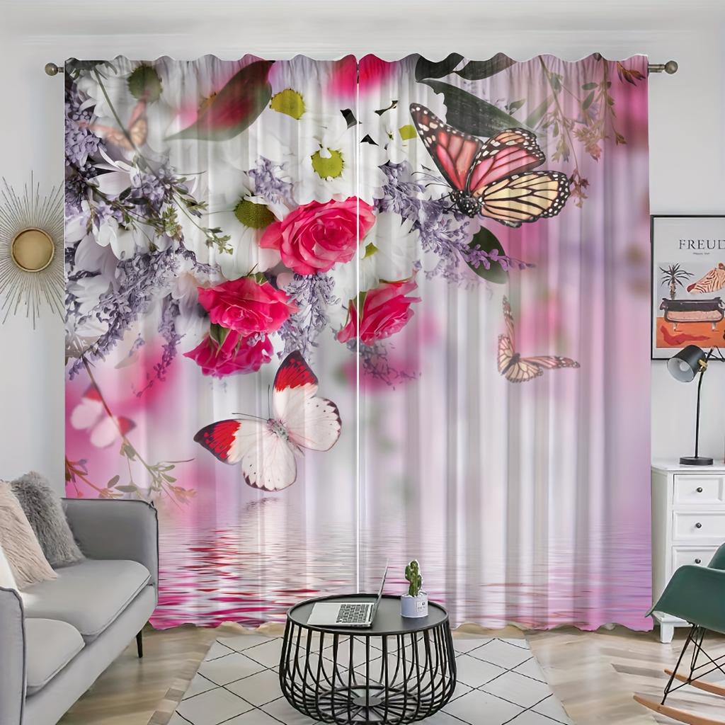 2 шт. бесшовные бордюры с красочными цветочными узорами акварельные падающие листья принты шторы для гостиной спальни для домашнего декора