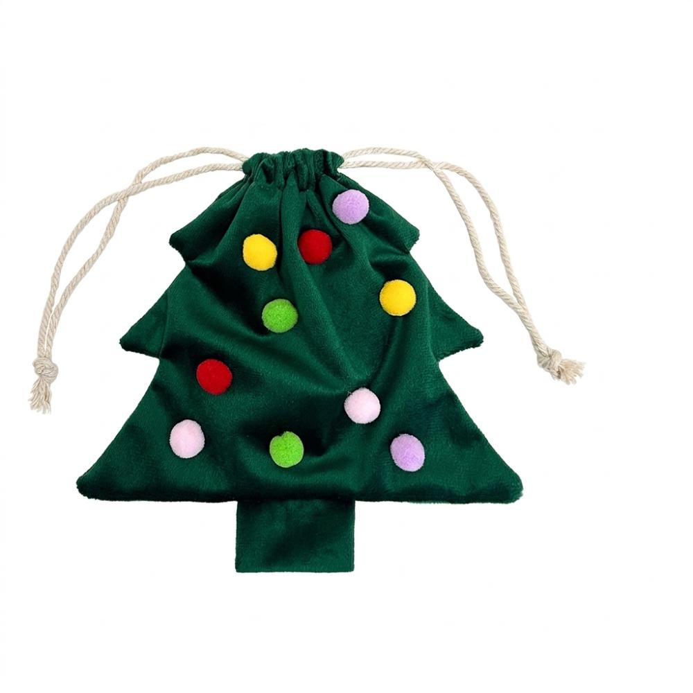 Tree Shaped Christmas Tree Gift Bags Velvet Christmas Candy Treat Bag Party Favors