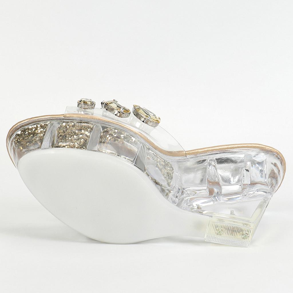 Женские босоножки на платформе, сексуальные босоножки на танкетке высотой 11 см, модные туфли для ночного клуба, стальная труба, хрустальная подошва LFD-1101-A48