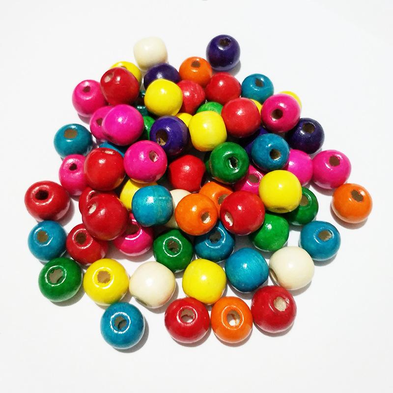 Разноцветные свободные круглые натуральные деревянные бусины для изготовления ювелирных изделий, детские погремушки, соска, фурнитура из бисера