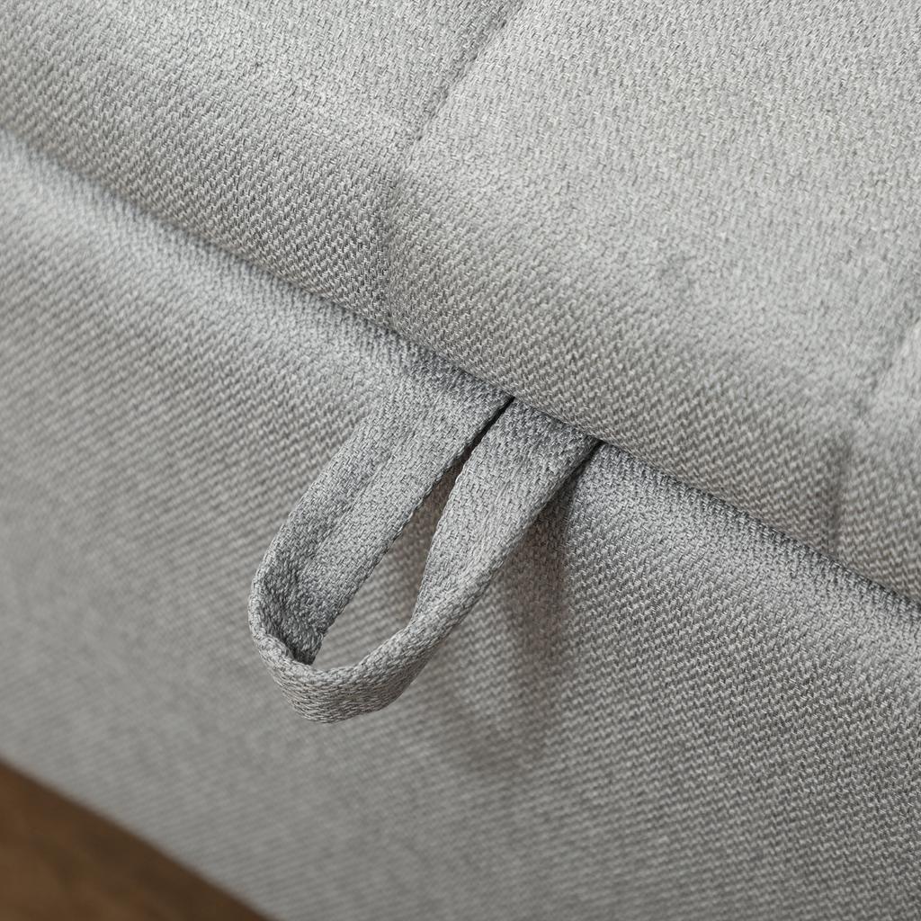92 X 31cm Linen Look Storage Ottoman Light Grey