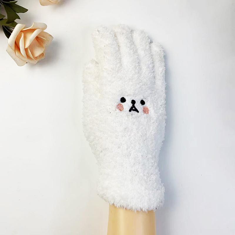 1 пара зимних плюшевых перчаток, теплые перчатки, вязаные перчатки с вышивкой в виде медведя