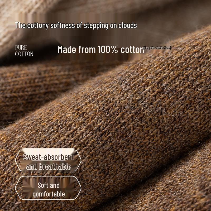 Женские носки до середины икры из 100% чистого хлопка - устойчивые к запаху, антибактериальные, не скатывающиеся, с ручным швом на мыске, бесшовные, идеально подходят для весны и осени.