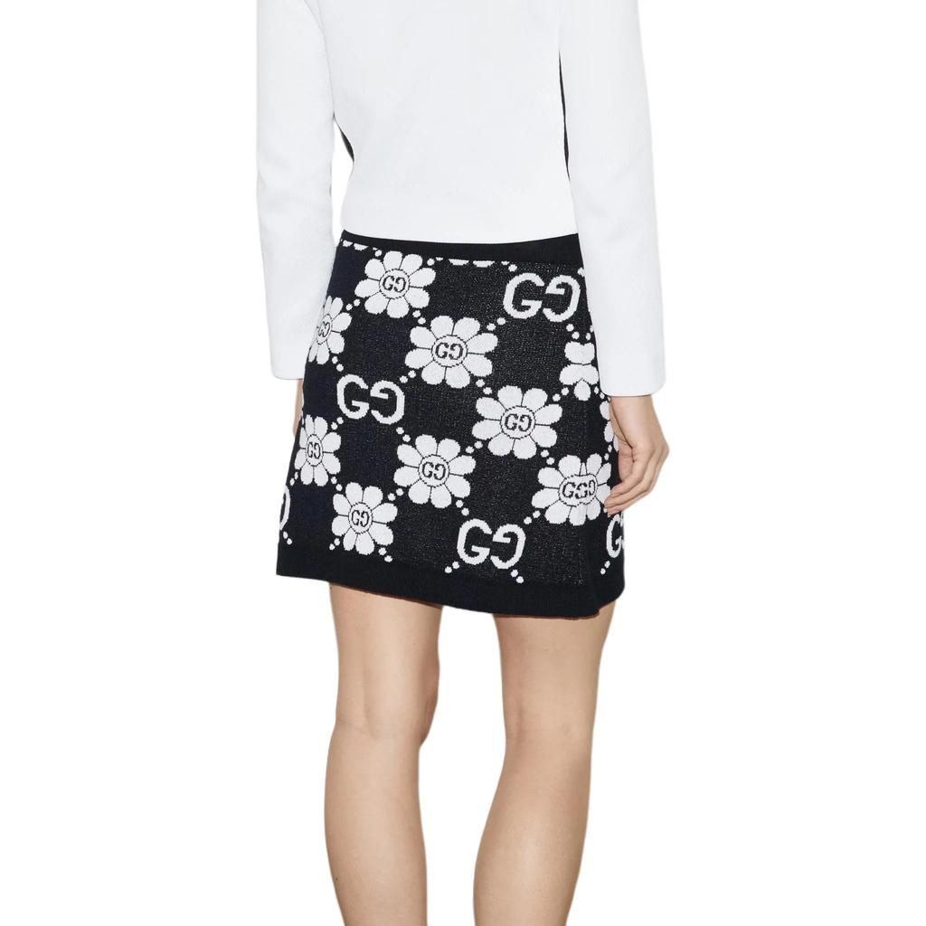 (WMNS) Gucci GG Flower Cotton Jacquard Skirt 'Black White' Women's 782225-XKDZ2-1080