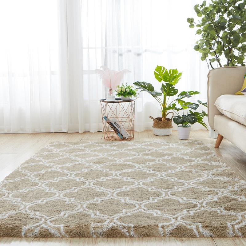 Лохматый ковер для гостиной, дивана, окрашенные плюшевые коврики для спальни, мягкий удобный прикроватный декор, нескользящий детский пол в общежитии