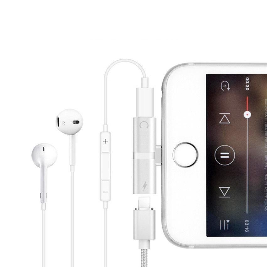 For Iphone X 8 7 2 In 1 Adapter Aux Splitter Audio Headphone Charge Cord Cable Charge