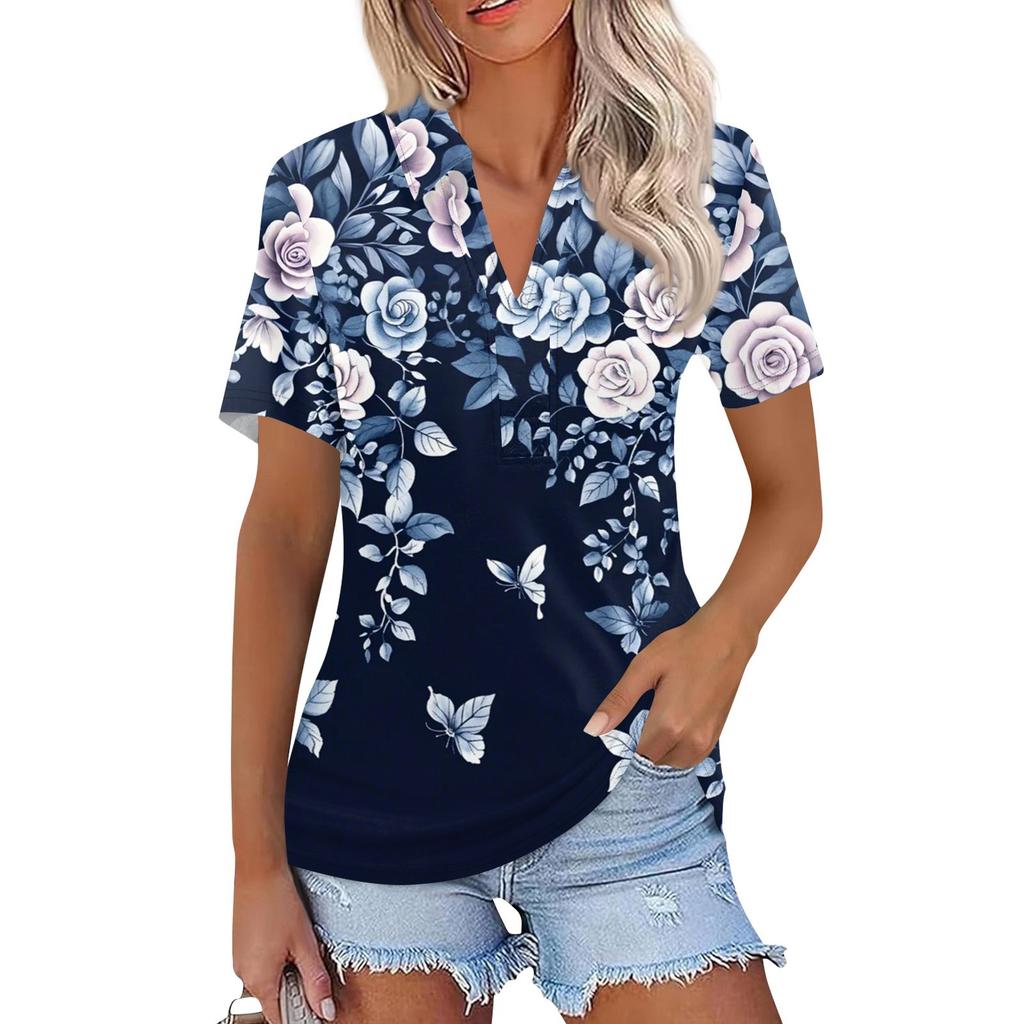 Женская мода повседневная рубашка с коротким рукавом и лацканами, женские топы с V-образным вырезом