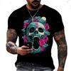 Summer Round Neck 3D Skull Print Top Fashionable Casual Short Sleeved Men's T-shirts