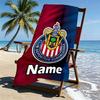 Custom Name Personalized Club Deportivo Guadalajara Print Beach Towel, for Trip Camping Beach Party Home Decor, Birthday Gift for Family & Friends