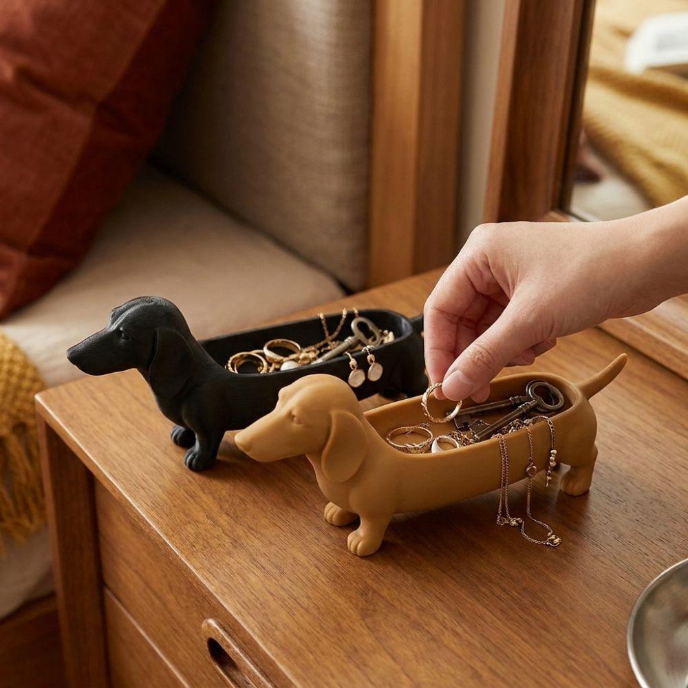 Plastic Dachshund Storage Tray Animal Catchall Tray for Entryway Sausage Dog Planter Home Craft