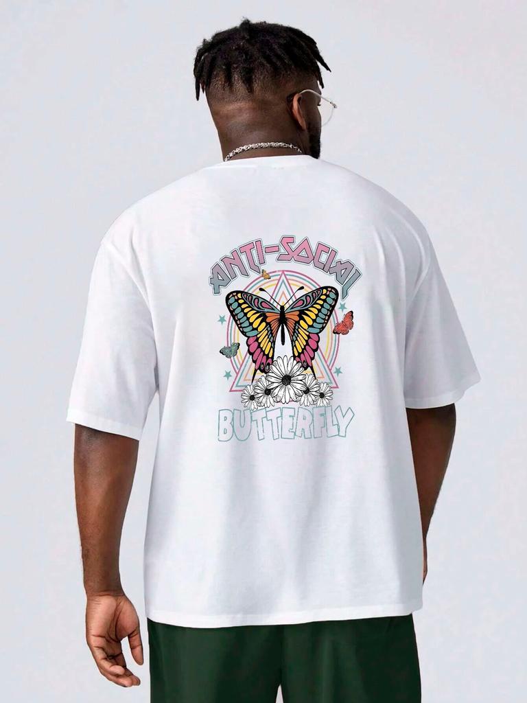 Gothic Butterfly Cartoon Oversized T-shirts Korean Version Short Sleeve Cotton Tees Shirts Summer White Comfortable T Shirts