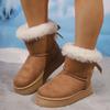 Thick Soled Snow Boots for Women, 2025 New Winter with Plush Insulation, Butterfly Knot Casual Oversized Cotton Shoes for Women